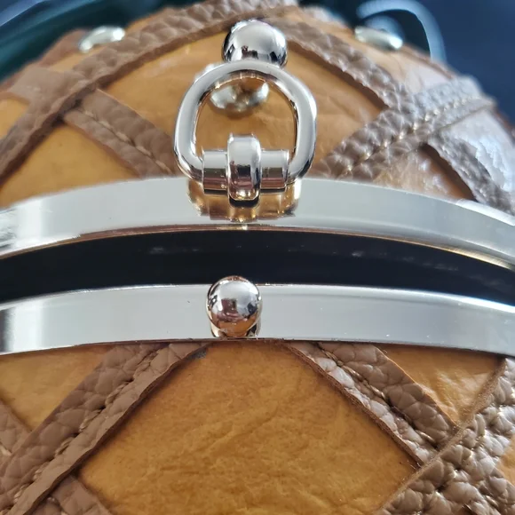 Diophy Leather Pineapple Shape Yellow Satchel Crossbody Purse - Picture 12 of 13